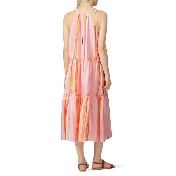 Club Monaco Amirra Dress Women's Plus 14 Pink Striped Silk Sleeveless Midi RTR - Picture 2 of 12